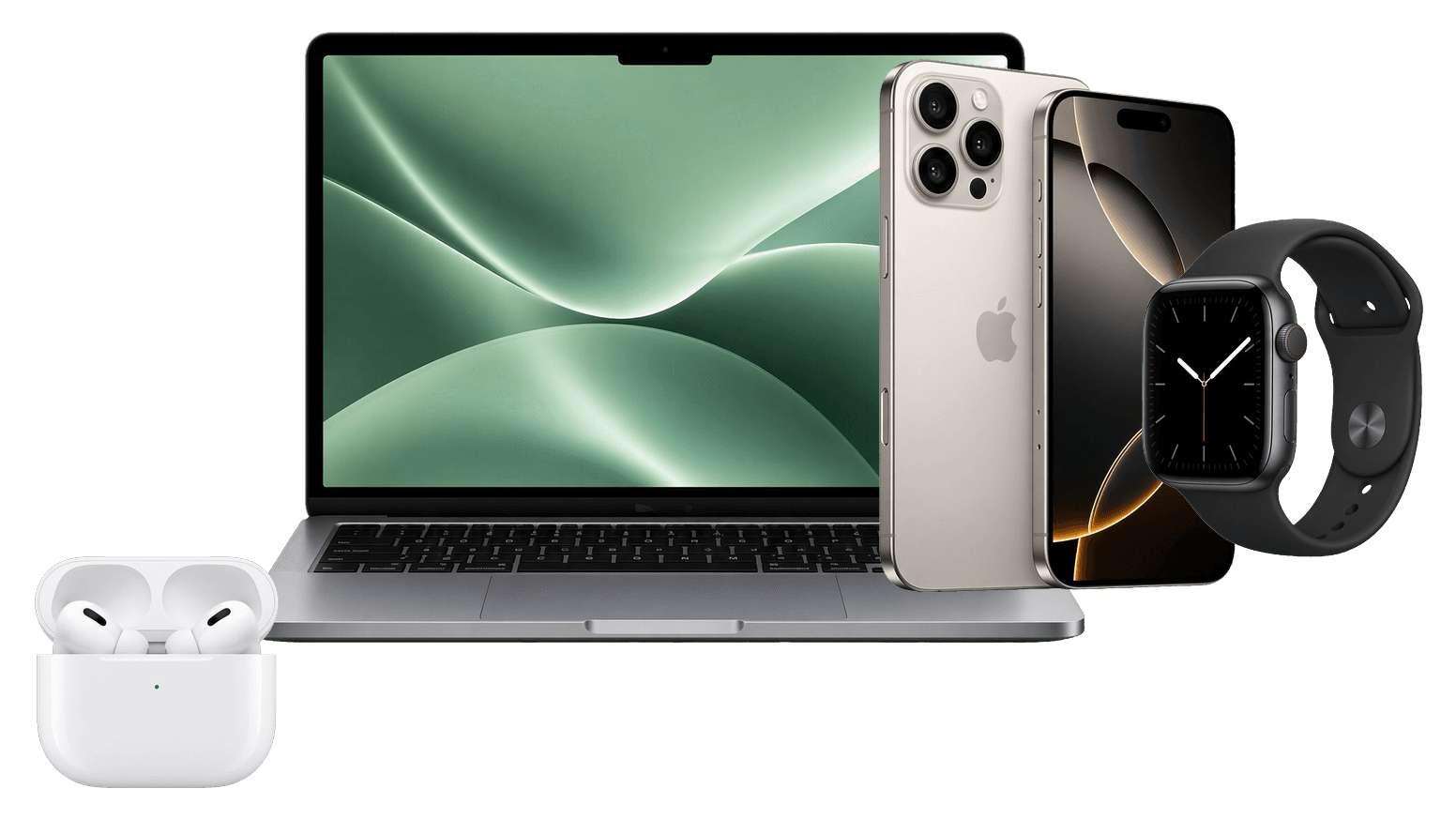 MacBook, iPhone, Apple Watch и AirPods